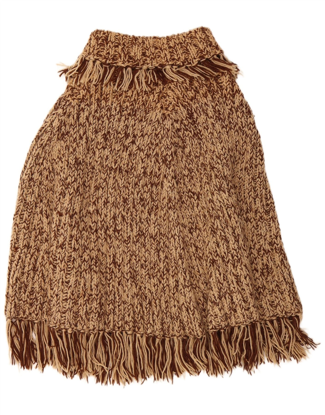 Maglione poncho vintage da donna, taglia unica, marrone screziato