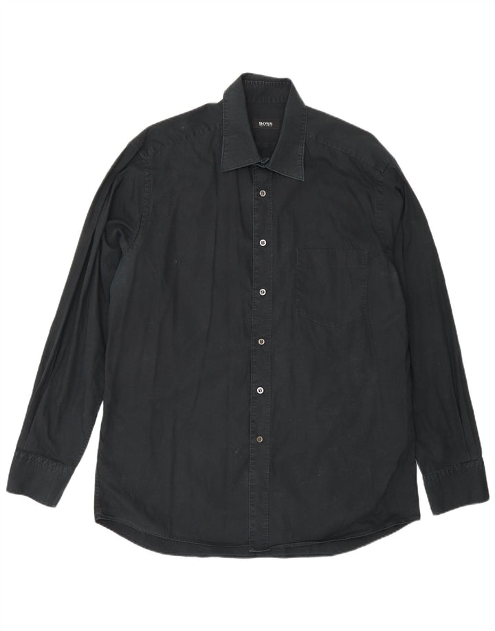 Camicia da uomo Hugo Boss taglia 16 1/2 grande cotone nero