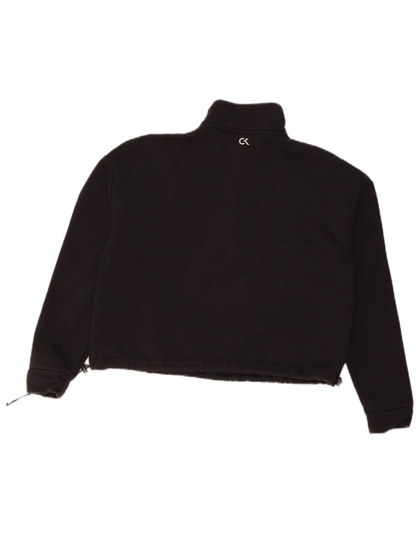 Calvin Klein Donna Crop Graphic Loose Fit Felpa Maglione UK 6 XS Nero