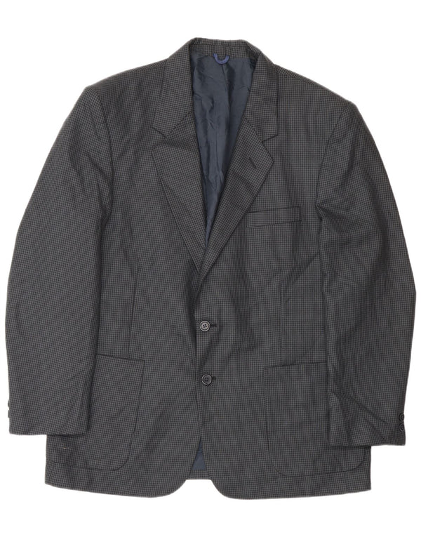 Giacca blazer da uomo a 2 bottoni Farah UK 40 grande lana pied de poule blu navy