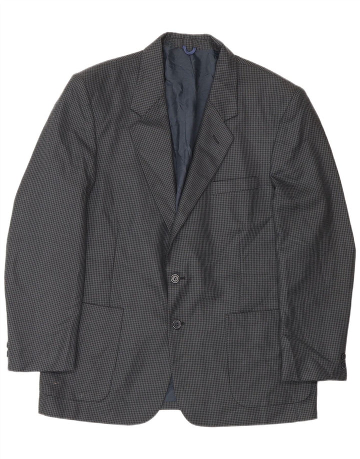 Giacca blazer da uomo a 2 bottoni Farah UK 40 grande lana pied de poule blu navy
