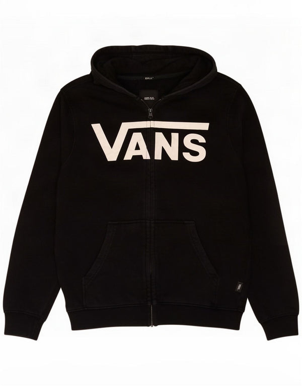 Vans Felpa con cappuccio e zip grafica da donna UK 14 Medio Nero Cotone