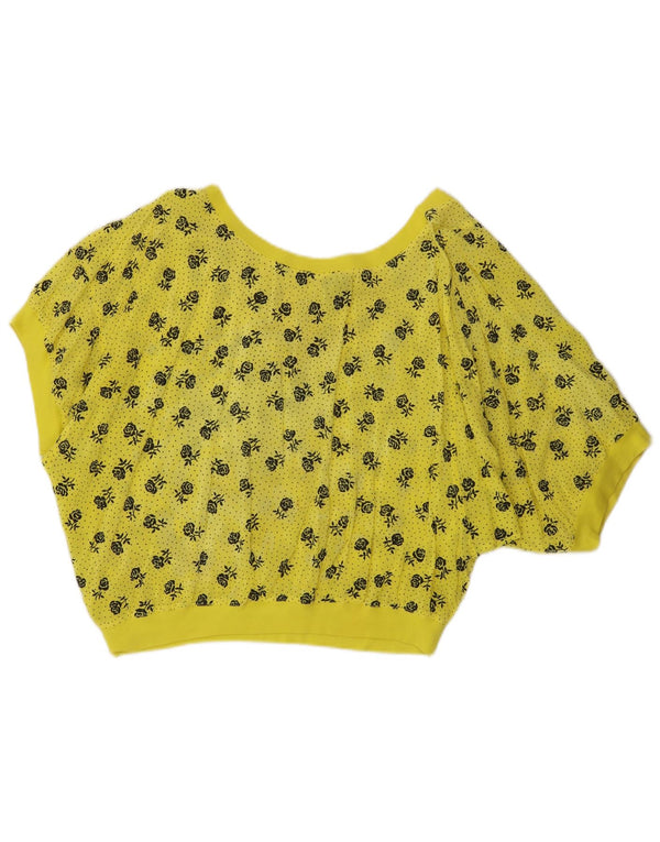 La Maison Blu Womens Crop Oversized Blouse Top UK 10 Small Yellow Floral