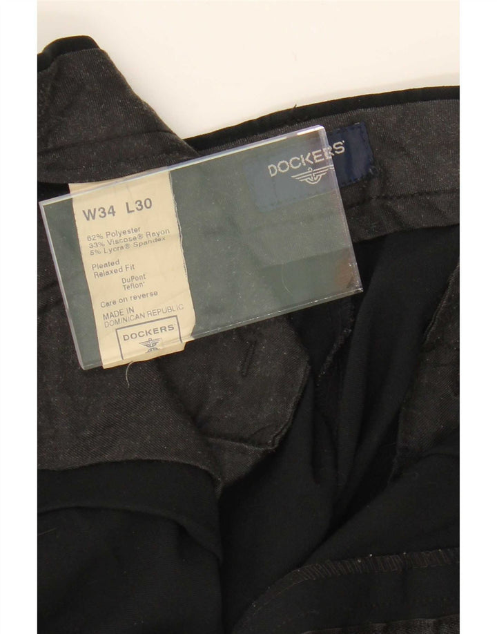 Pantaloni da abito dritti da uomo Dockers W34 L30 poliestere nero