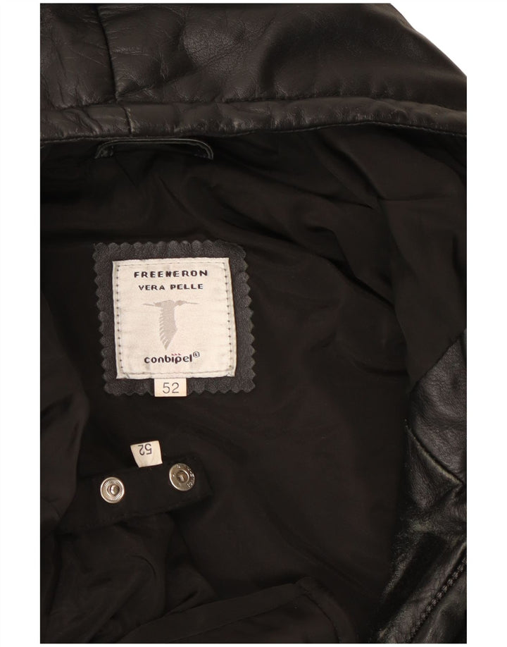 Giacca in Pelle Uomo Conbipel con Cappuccio IT 52 XL Pelle Nera