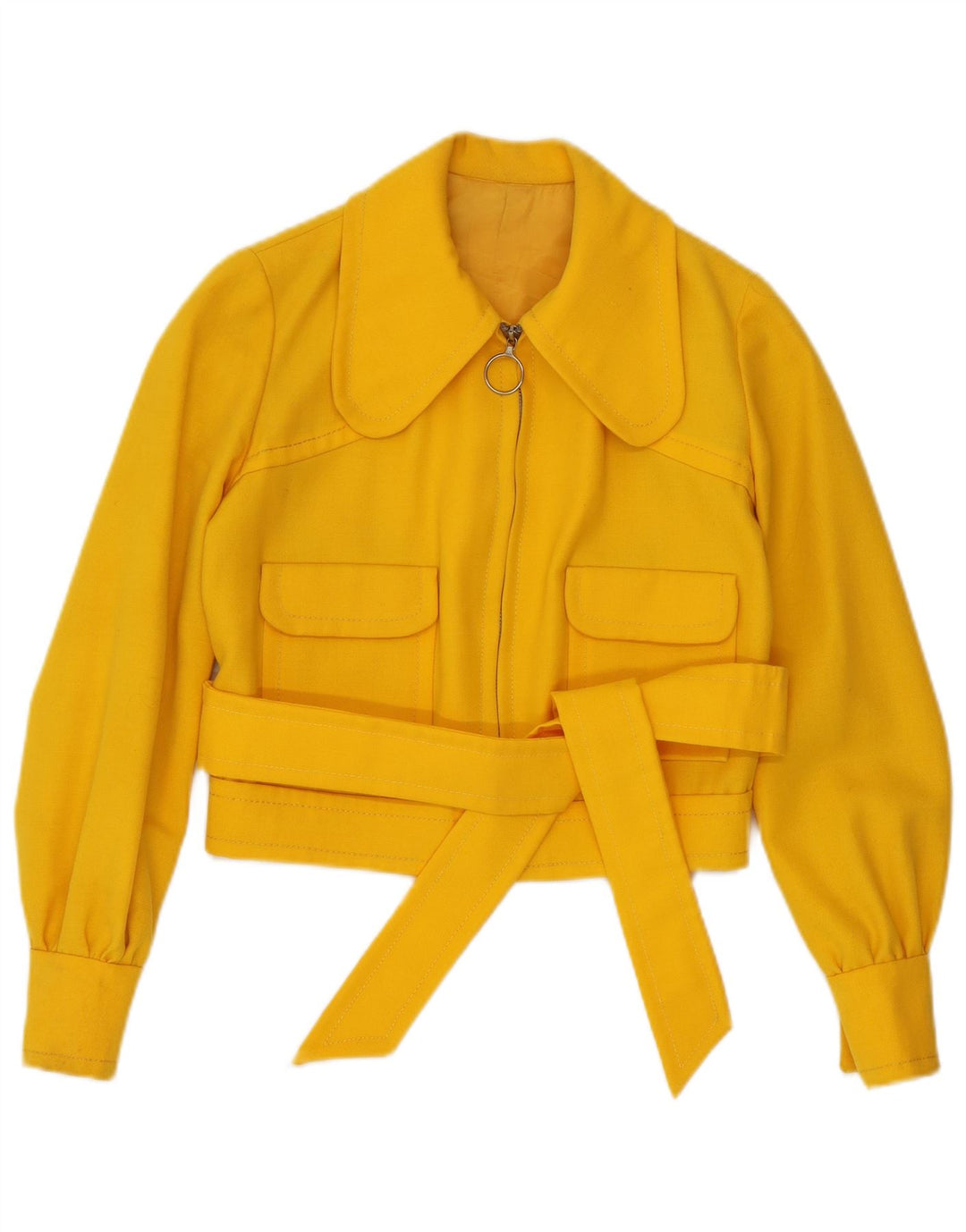 Giubbotto bomber corto da donna VINTAGE UK 8 piccolo giallo