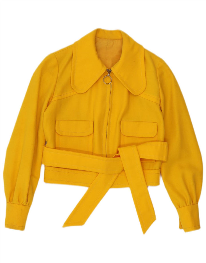 Giubbotto bomber corto da donna VINTAGE UK 8 piccolo giallo