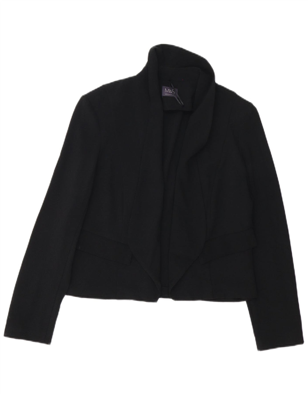 MARKS & SPENCER Giacca blazer aperta da donna UK 12 poliestere nero medio