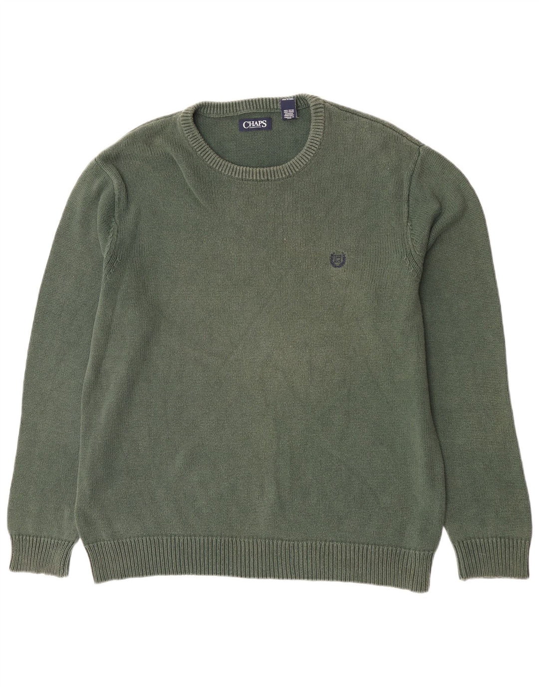 Maglione maglione girocollo da uomo Chaps XL in cotone verde