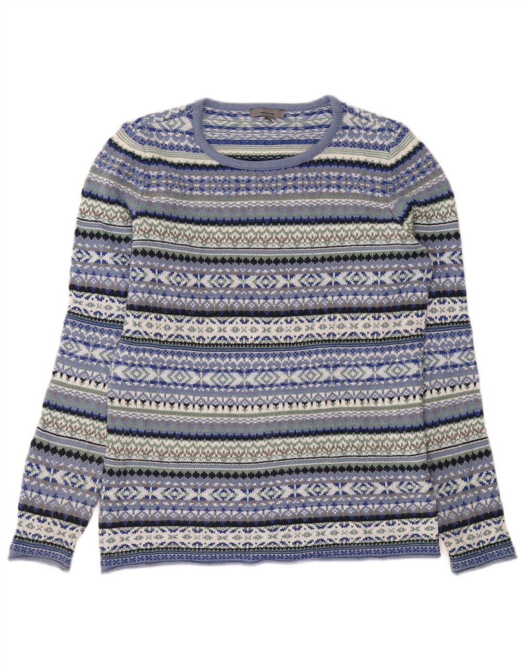 Maglione maglione con scollo a barca da donna Montego UK 14 Blu medio Fair Isle
