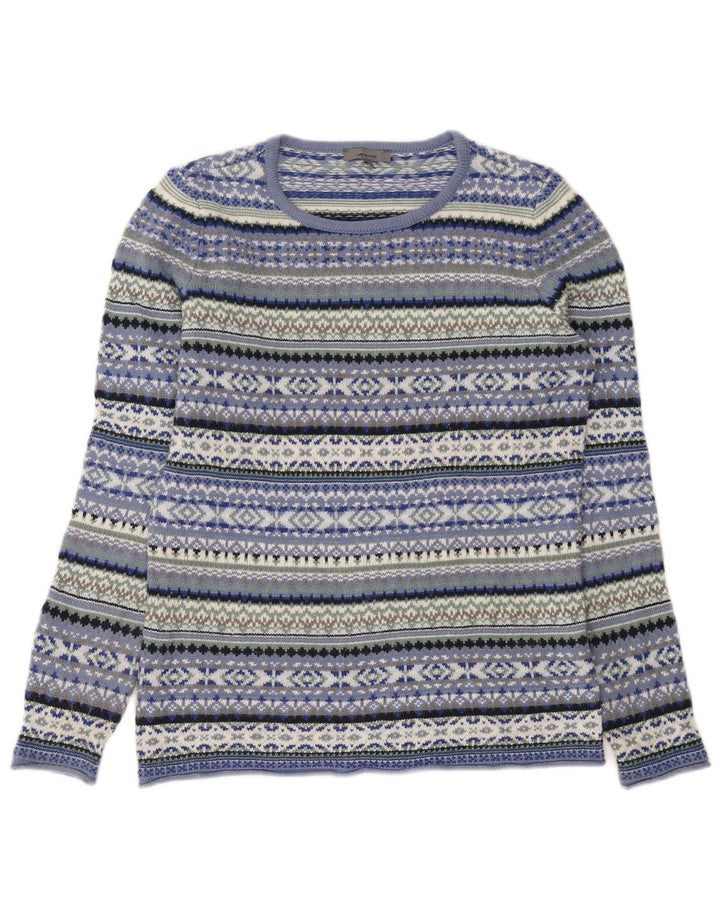 Maglione maglione con scollo a barca da donna Montego UK 14 Blu medio Fair Isle
