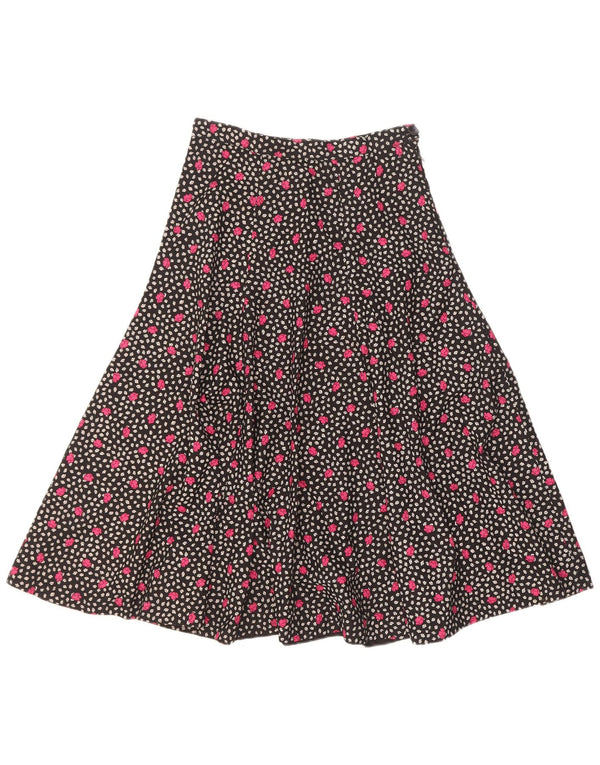 Gonna svasata da donna vintage W25 XS floreale nera