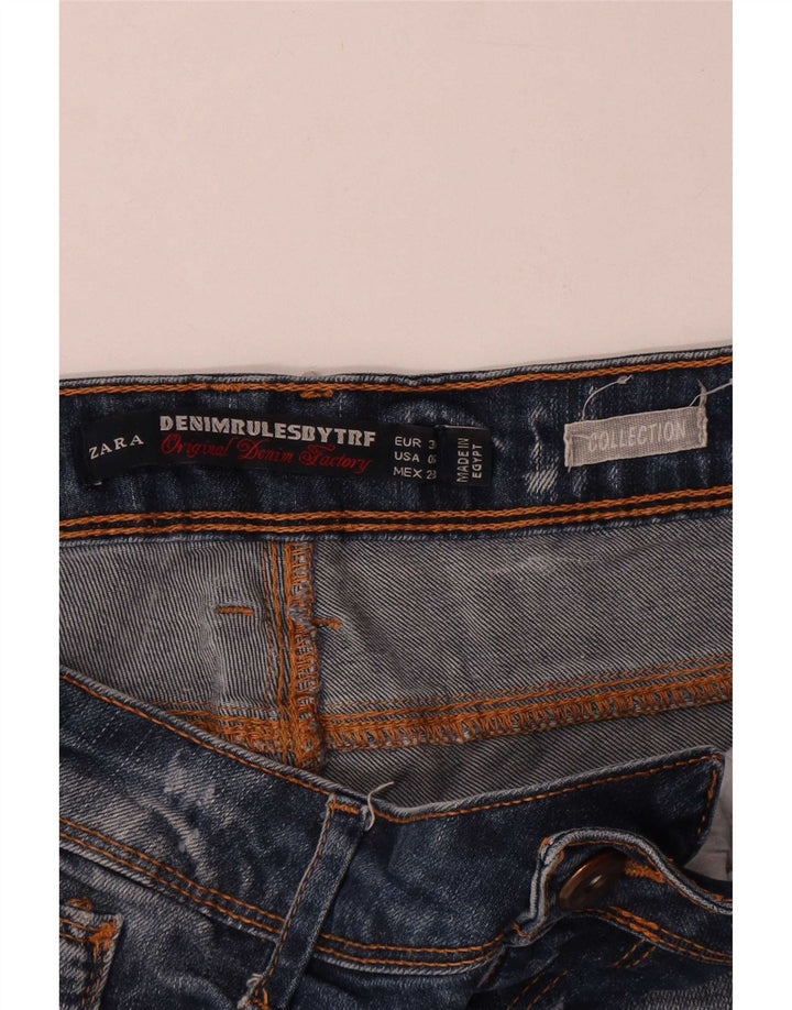 Pantaloncini di jeans invecchiati Zara da donna EU 38 piccoli W28 blu