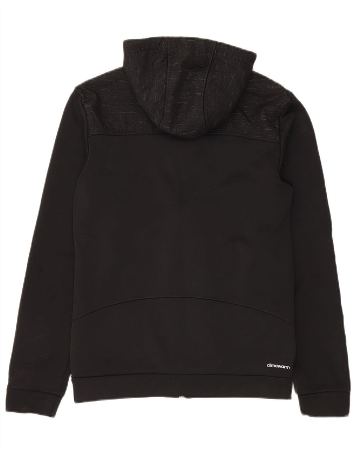 Maglione con cappuccio e zip da uomo Adidas piccolo in poliestere nero