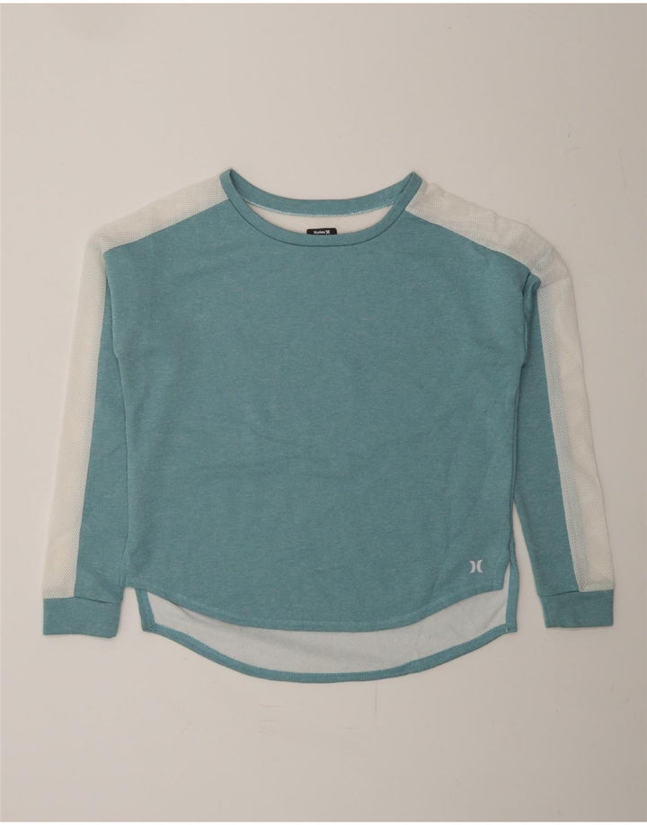 HURLEY Womens Sweatshirt Jumper UK 10 Small Blue Colourblock Polyester Vintage Hurley and Second-Hand Hurley from Messina Hembry 
