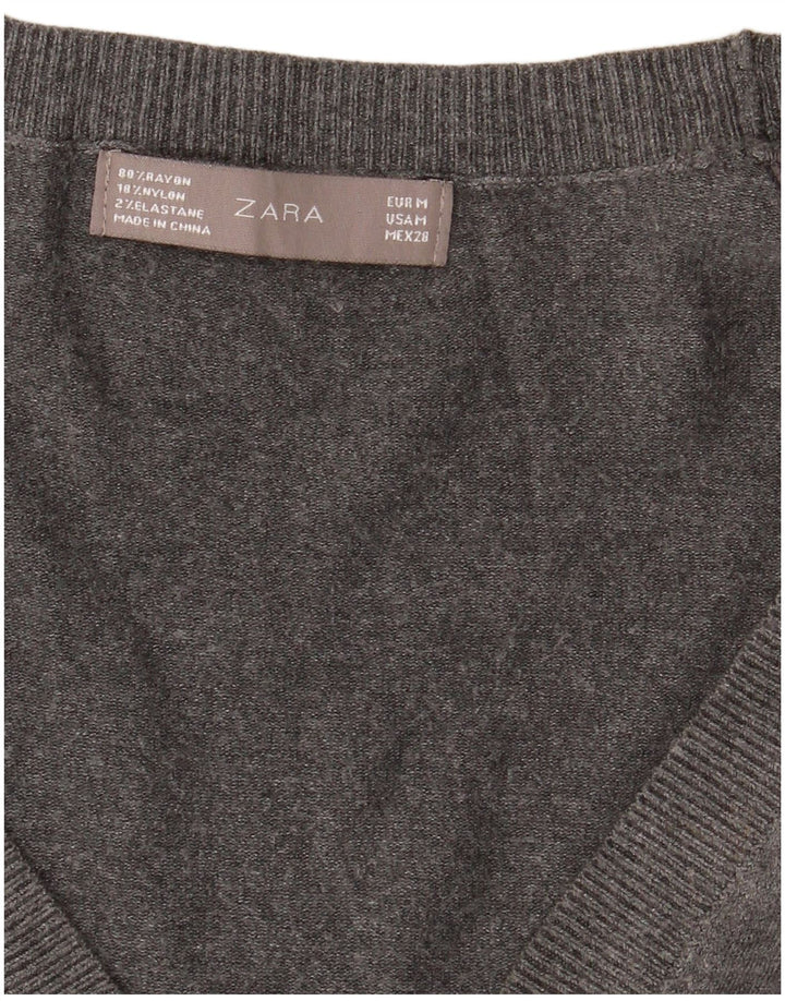 Maglione cardigan da donna Zara UK 12 Rayon grigio medio