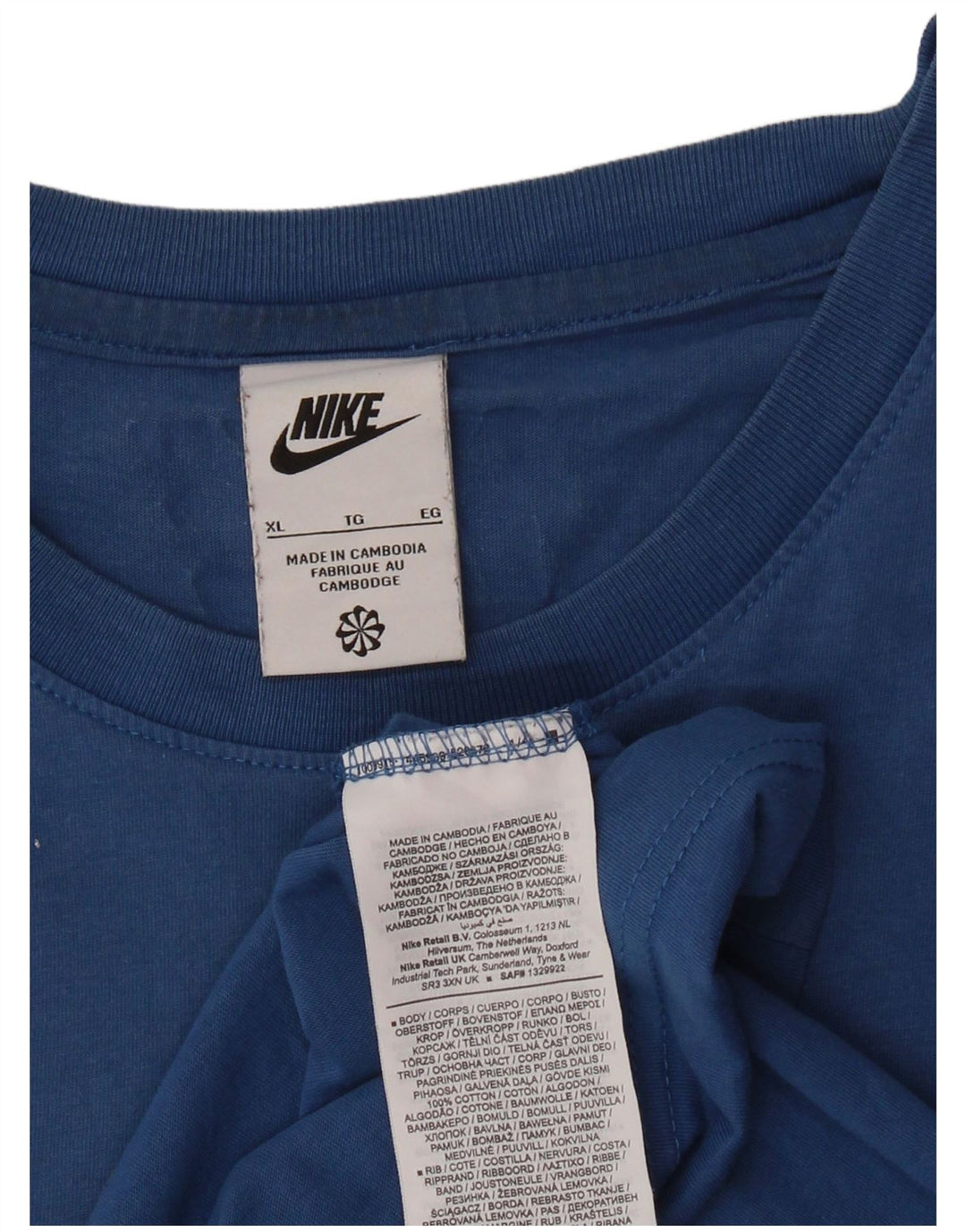 T-shirt grafica da uomo NIKE Top XL in cotone blu