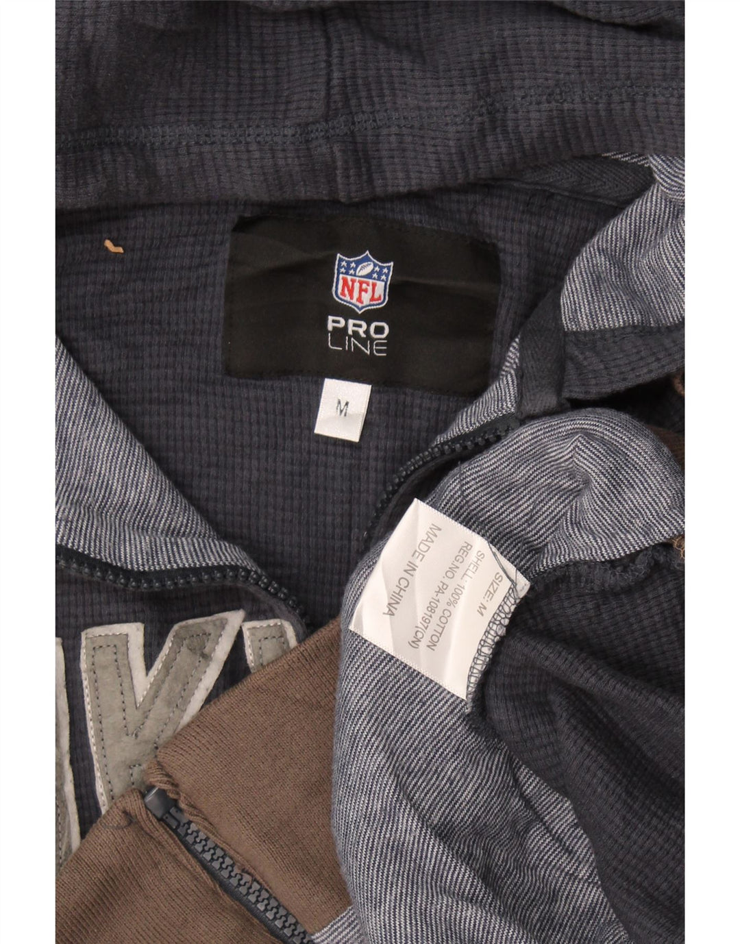 Maglione con cappuccio e zip grafica da uomo NFL Vikings, blocco colore blu navy medio