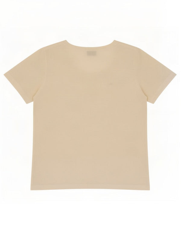 Lacoste Womens T-Shirt Top IT 48 XL Off White Cotton