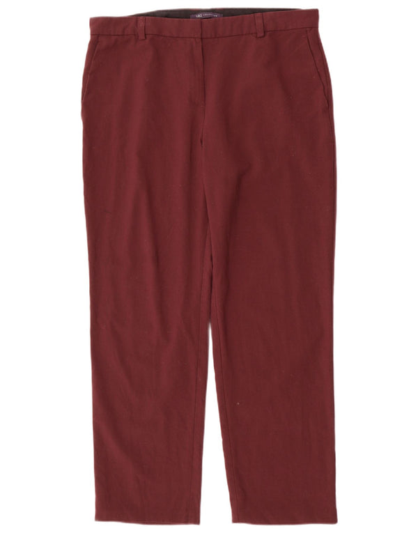 MARKS & SPENCER Pantaloni casual dritti da donna UK 14 Large W34 L27 Marrone