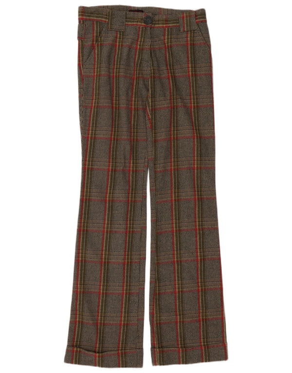 Pantaloni casual a gamba larga da donna Replay W28 L35 cotone pied de poule marrone