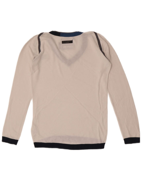 Maglione da donna con scollo a V G-Star UK 12 Cotone color block bianco medio