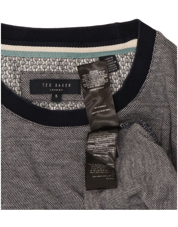 Felpa da uomo TED BAKER maglione taglia 5 XL cotone blu navy