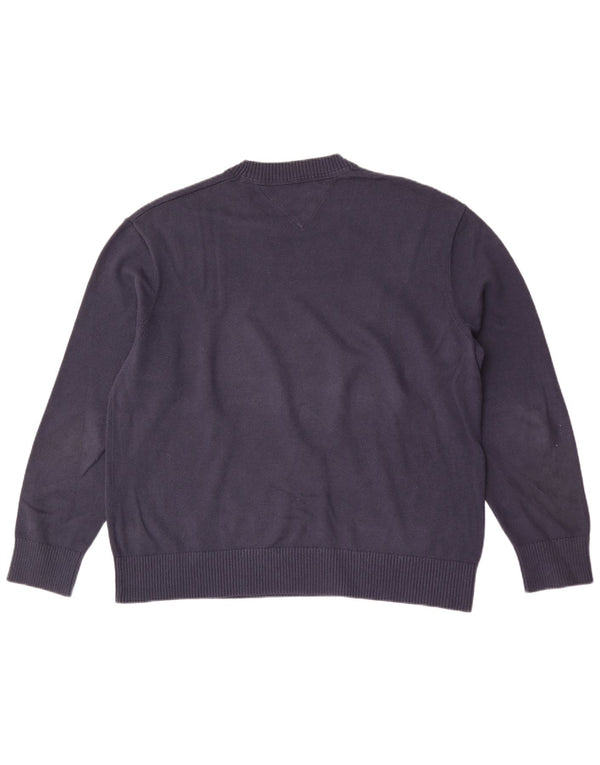 Maglione maglione girocollo grafico da uomo Tommy Hilfiger XL cotone blu navy