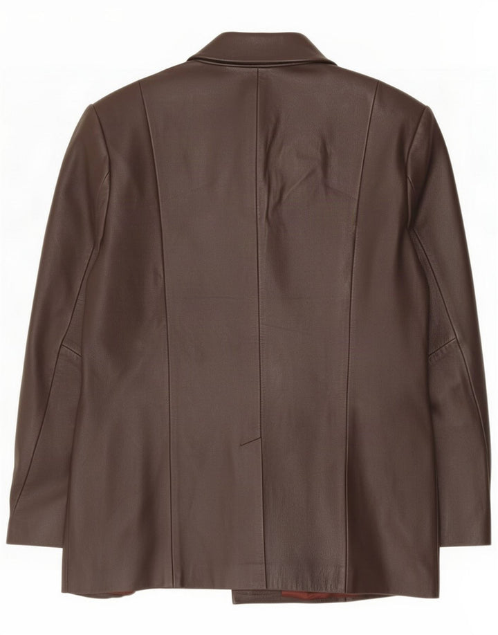 Giacca blazer in pelle da donna a 4 bottoni Steilmann UK 12 Marrone medio