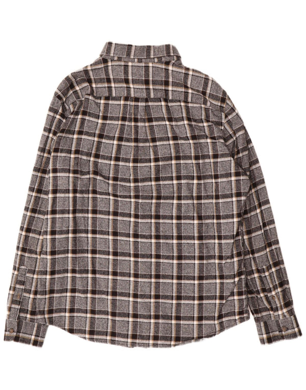 Camicia da uomo in flanella Marks & Spencer, cotone a quadri grigi grandi