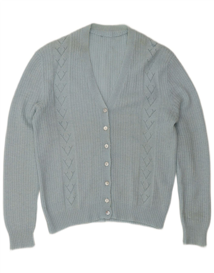 Maglione cardigan da donna vintage UK 14 grande classico blu
