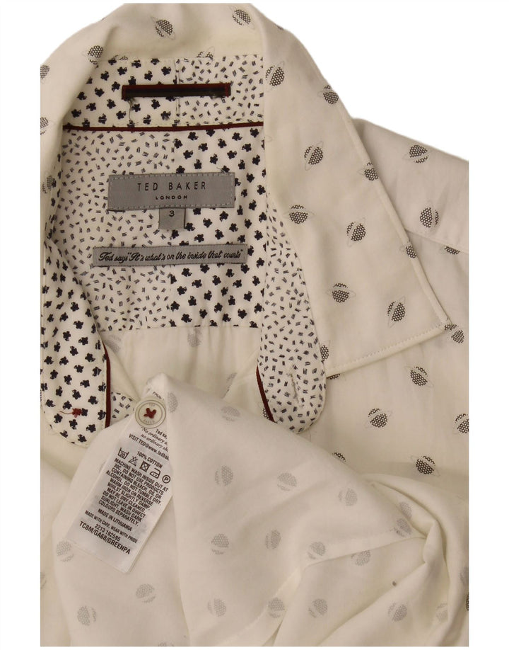 Ted Baker Camicia da uomo con motivo astratto taglia 3 cotone bianco medio