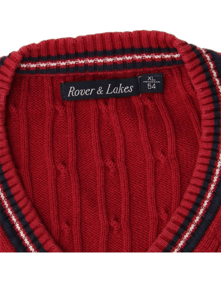 ROVER&LAKES Mens V-Neck Jumper Sweater IT 54 XL Red Vintage Rover&Lakes and Second-Hand Rover&Lakes from Messina Hembry 
