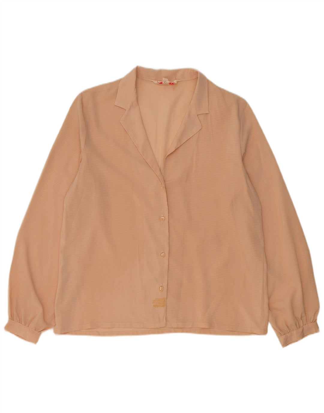 Camicetta camicia vintage da donna UK 14 Beige medio maculato