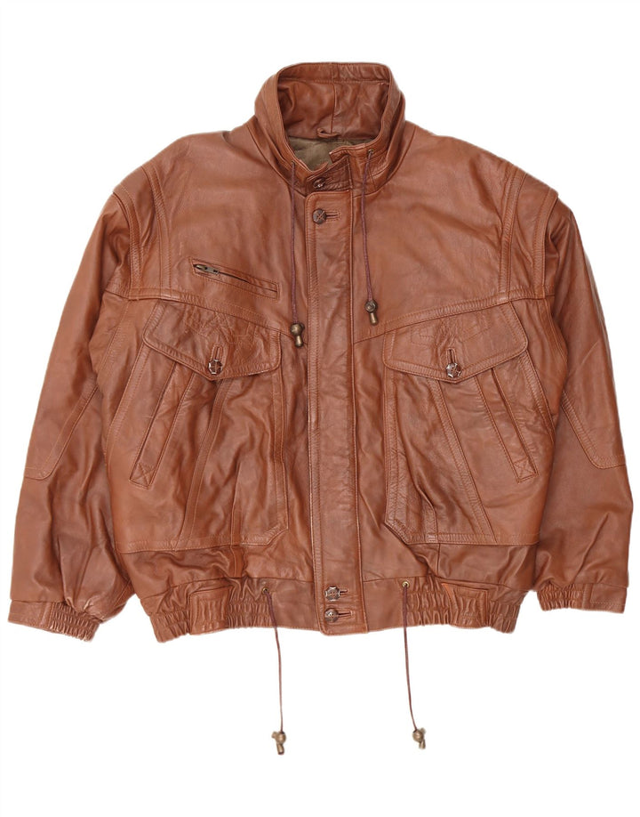 Giacca in pelle vintage da uomo UK 40 grande marrone
