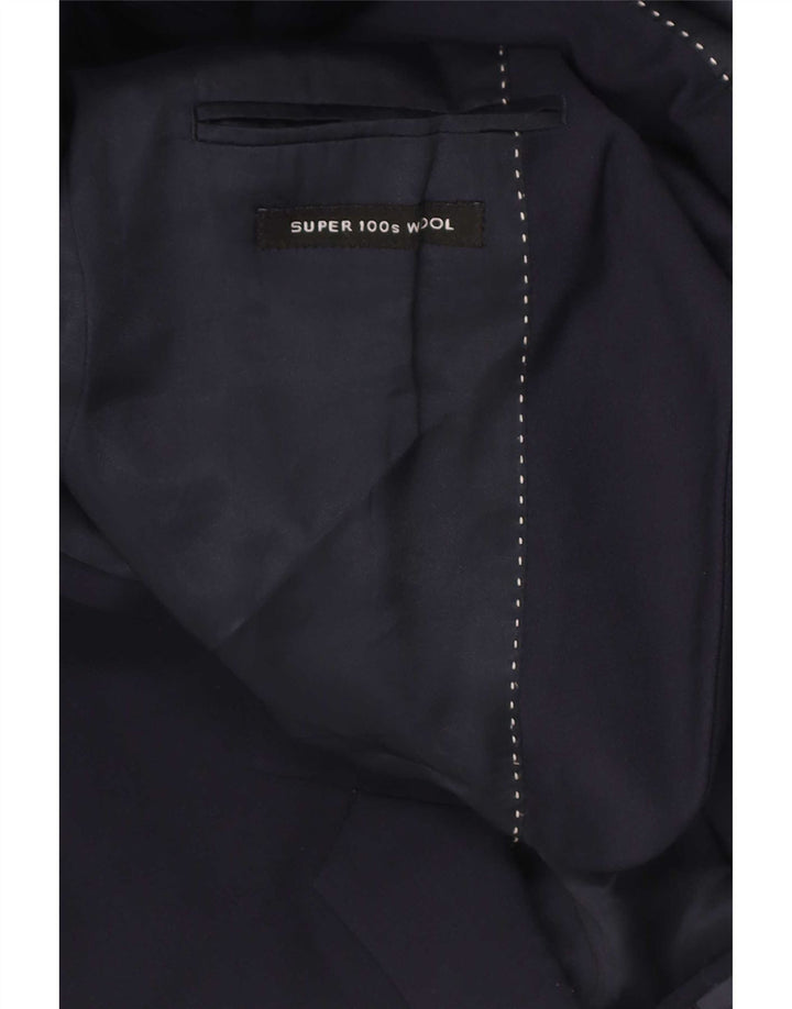 Giacca blazer da uomo slim fit a 2 bottoni Dkny UK 38 media lana blu navy