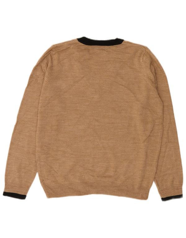 Maglione maglione con scollo a V da donna Marks & Spencer UK 10 piccolo beige screziato