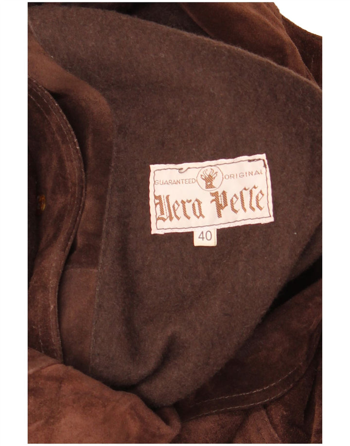 Giacca vintage in pelle scamosciata oversize da donna EU 40 in pelle marrone medio