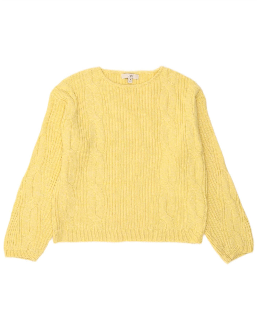 Maglione da donna Marks & Spencer con scollo a barca UK 14 Acrilico giallo medio