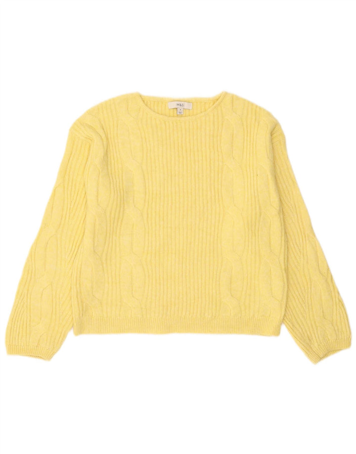 Maglione da donna Marks & Spencer con scollo a barca UK 14 Acrilico giallo medio