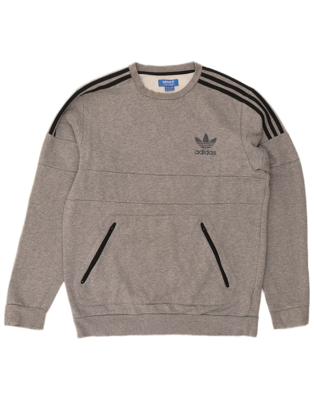 Felpa Adidas da uomo maglione grande in cotone chiazzato grigio
