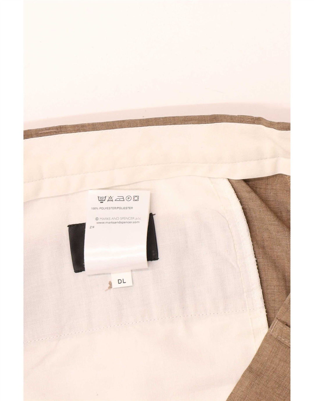 MARKS & SPENCER Pantaloni da abito dritti da uomo W38 L31 Poliestere beige