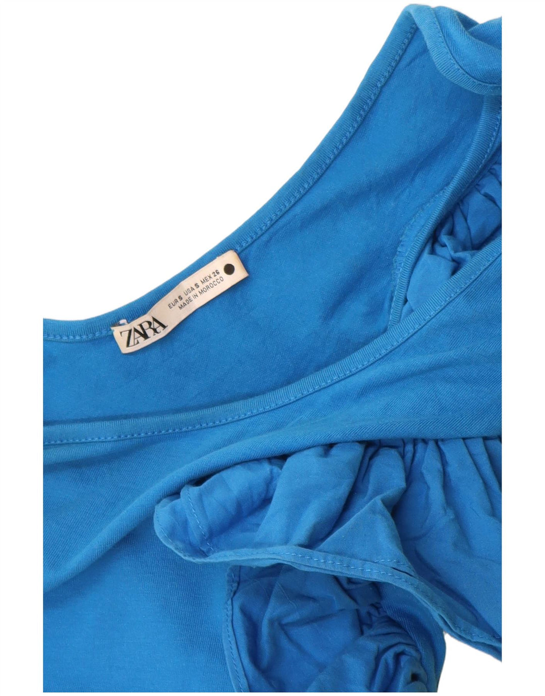 Body Zara da donna con volant monospalla UK 8 piccolo cotone blu