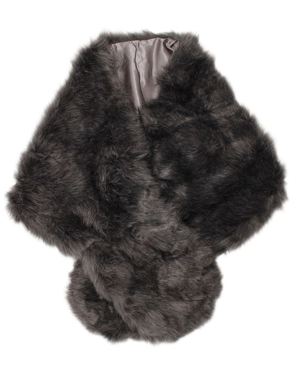 Sciarpa con stola in pelliccia sintetica vintage da donna, taglia unica, classica grigia
