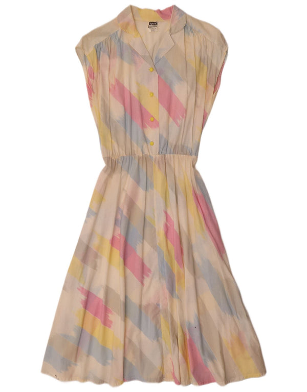 Abito a trapezio da donna vintage UK 14 a righe multicolori medie