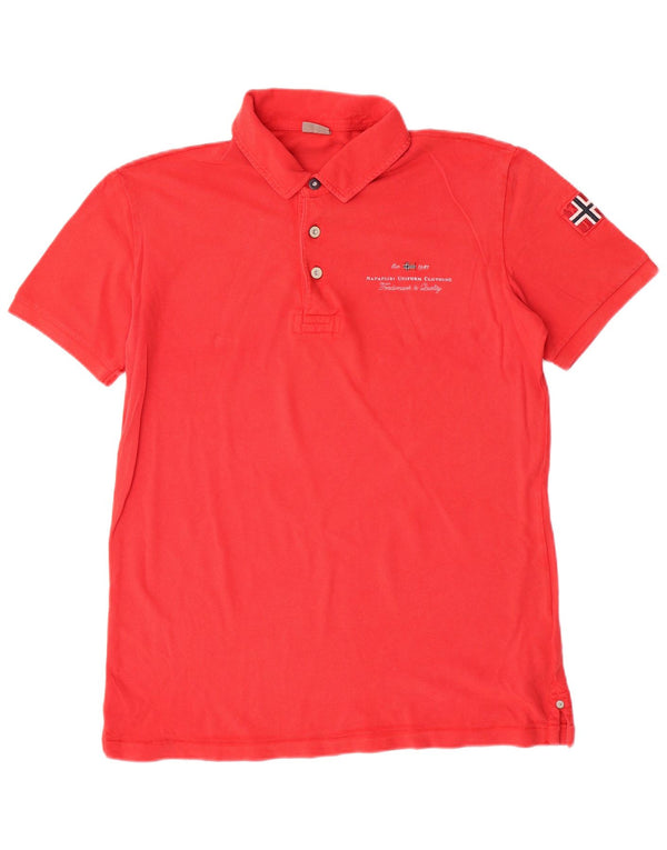 Polo da uomo con grafica geografica Napapijri XL in cotone rosso