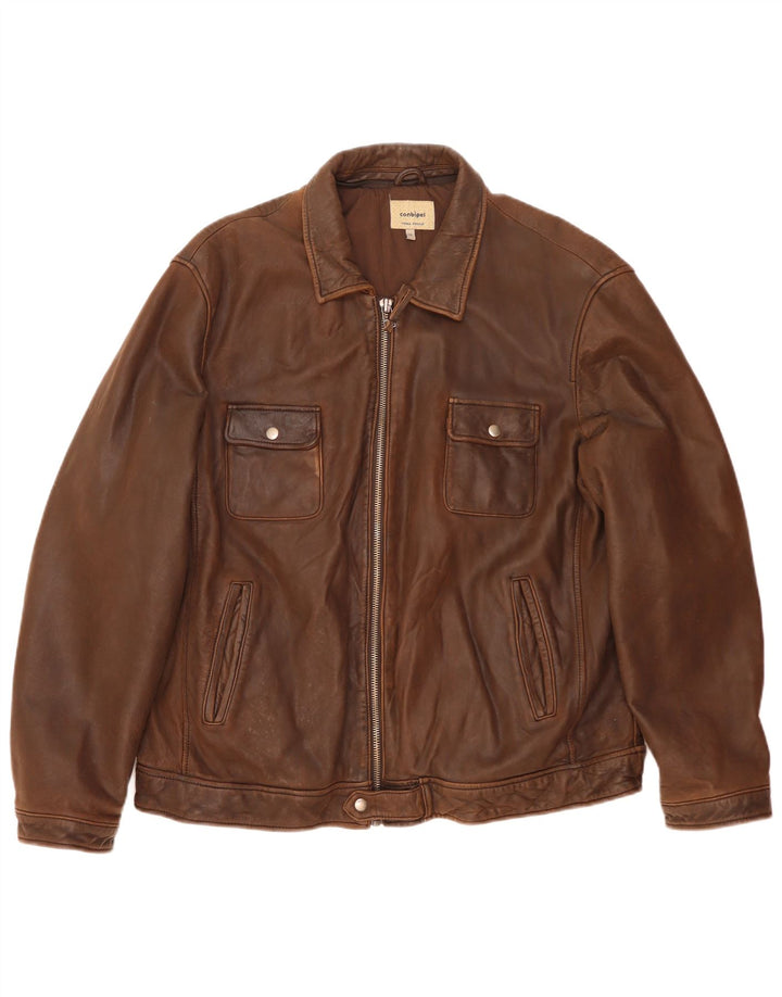 Giacca Pelle Uomo Conbipel IT 58 2XL Pelle Marrone