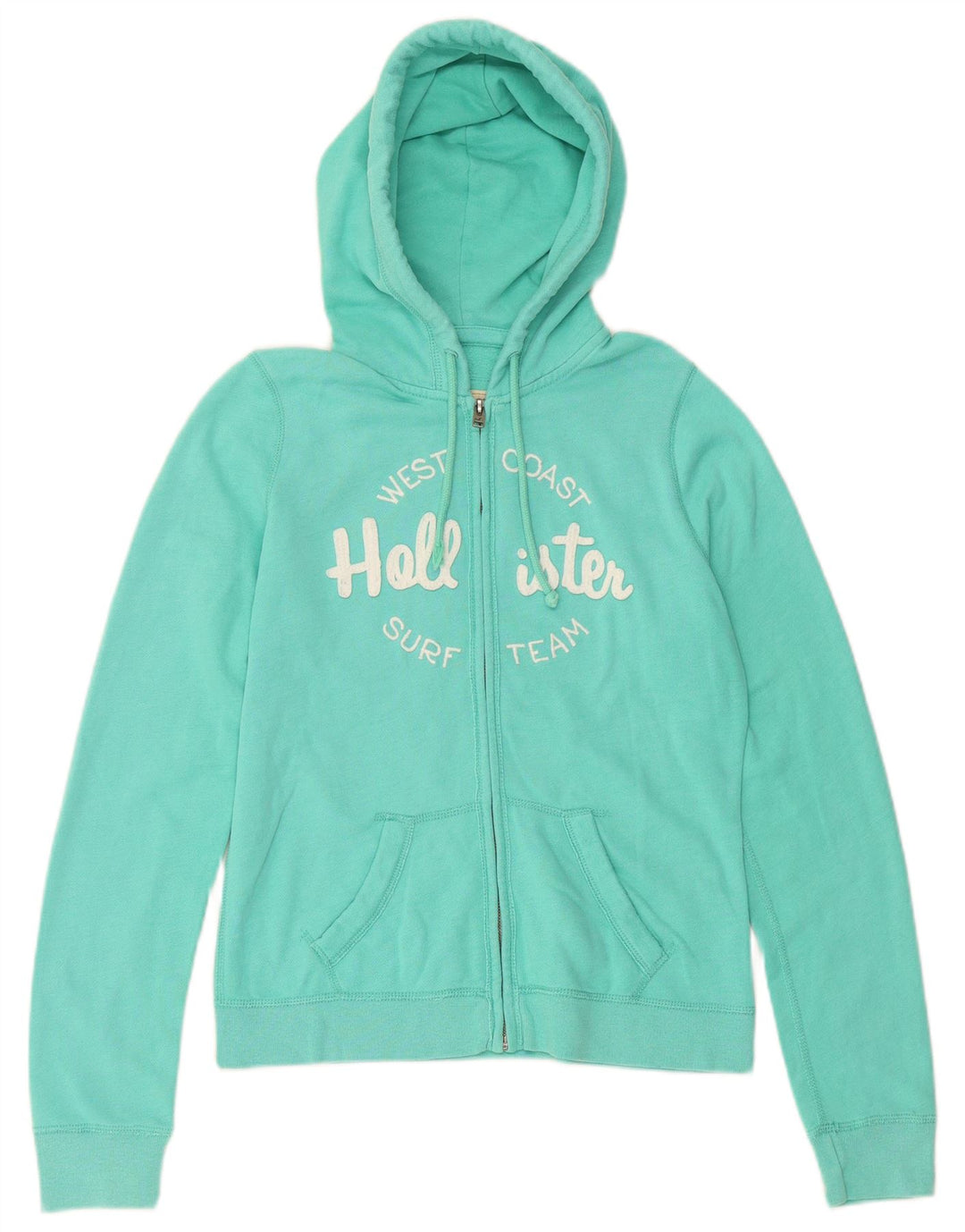 Maglione con cappuccio e zip grafica da donna HOLLISTER UK 14 cotone turchese medio