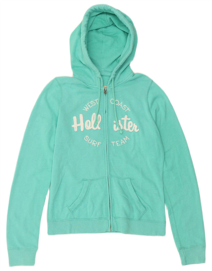 Maglione con cappuccio e zip grafica da donna HOLLISTER UK 14 cotone turchese medio
