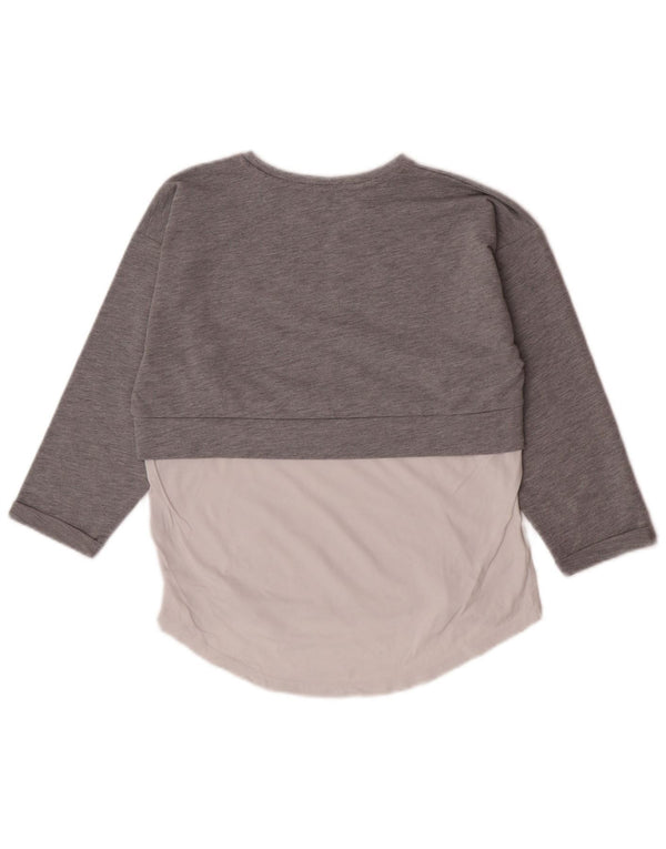 Guess Top grafico da donna manica 3/4 UK 10 Small Grigio